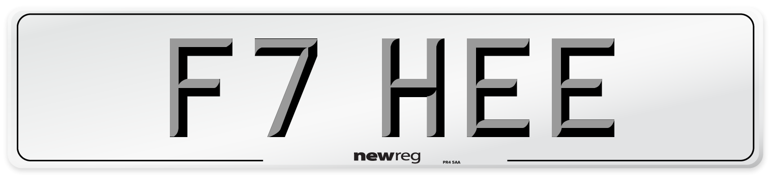 F7 HEE Number Plate from New Reg